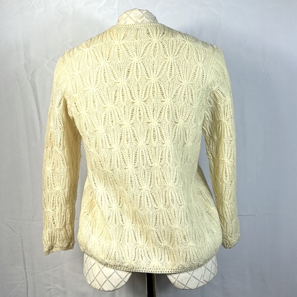 Rosanna Cream Colored Cardigan Size 36 (5.5) 100% Virgin Wool Hand Loomed - Picture 3 of 7